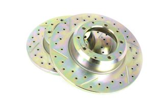 Brake Disc cross drilled & grooved Rear (pair) Defender 2002>2014 LR018026CDG