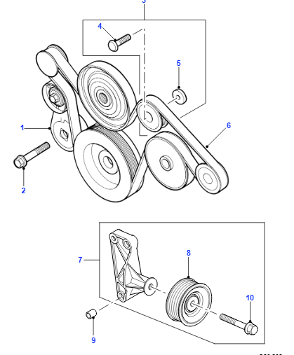 Fan Belt Tensioner For Land Rover Defender & Discovery 2 TD5 - ERR6951 Replacement Part